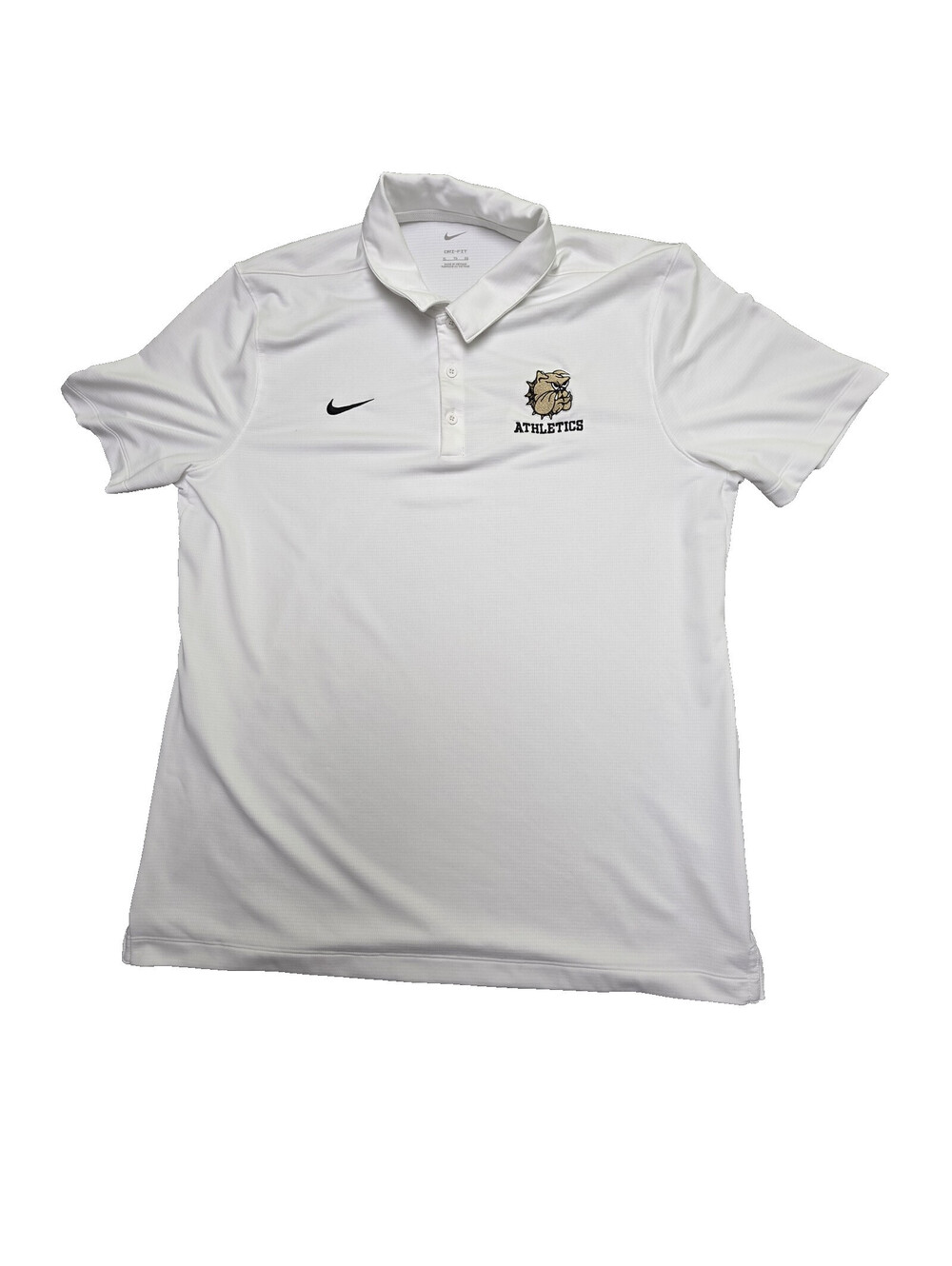 Nike Dri-FIT Franchise Polo Shirt Mens XL White Short Sleeve Mascot Bulldog